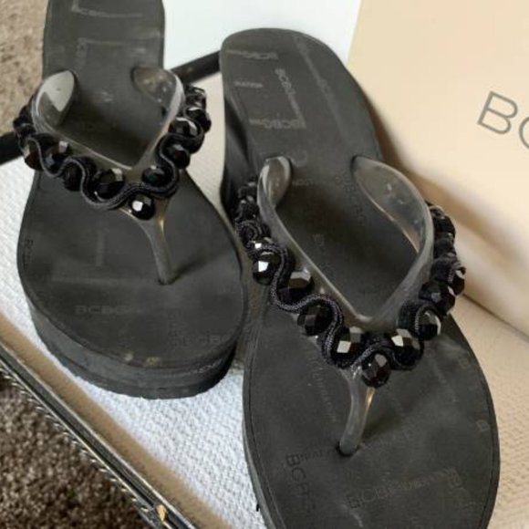 Women's BCBG BG-Saria Fume Transparent Black Jelly 3" Thong Sandals 8M - Picture 4 of 5
